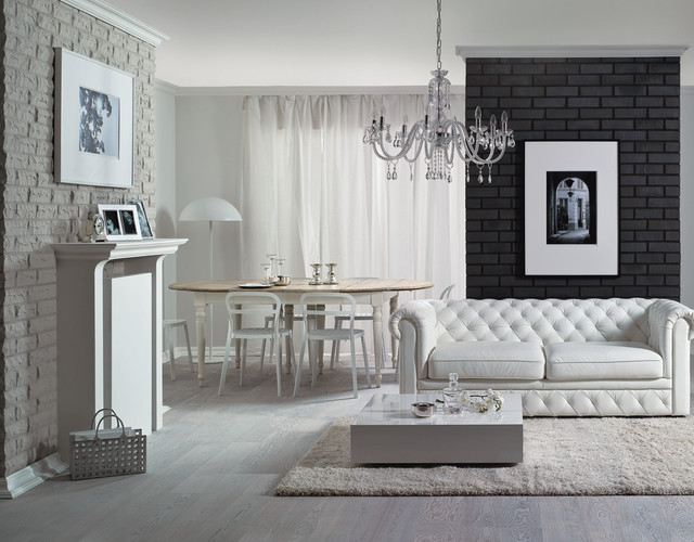Interior made of pearl nad white Qubeck brick