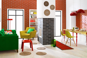  Living room: Clinker with a folk accent