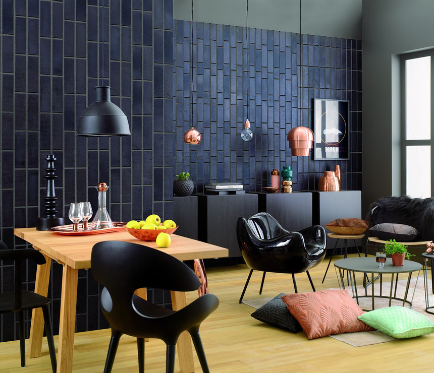 Anthracite clinker in the living room